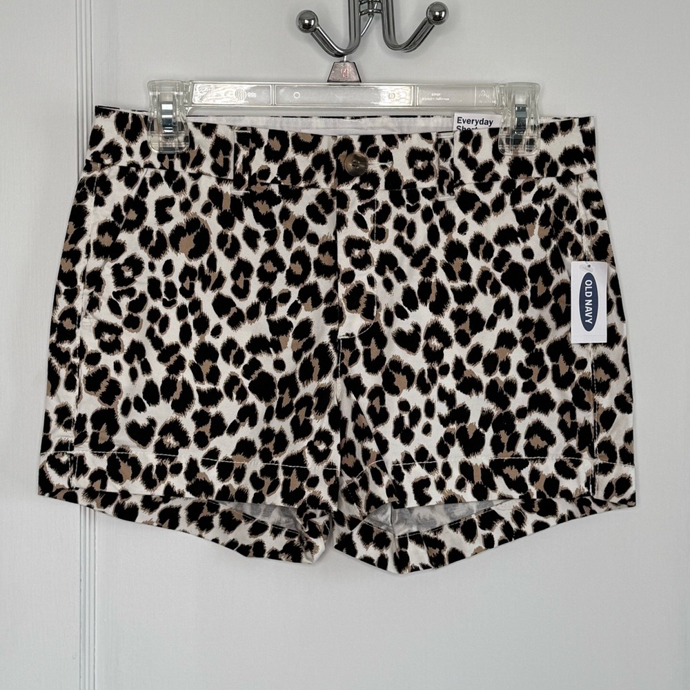NWT OLD NAVY | Leopard Animal Print Mid Rise Everyday Shorts Tan Brown Black